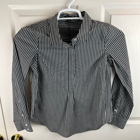 Universal Standard Elbe Striped Popover Top Gray White Size 4XS/Size 0 - Picture 1 of 4